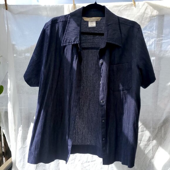 Blue Crinkle Loose Top - Picture 1 of 10